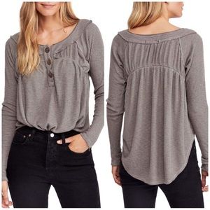 Free People Waffle Henley Thermal Top